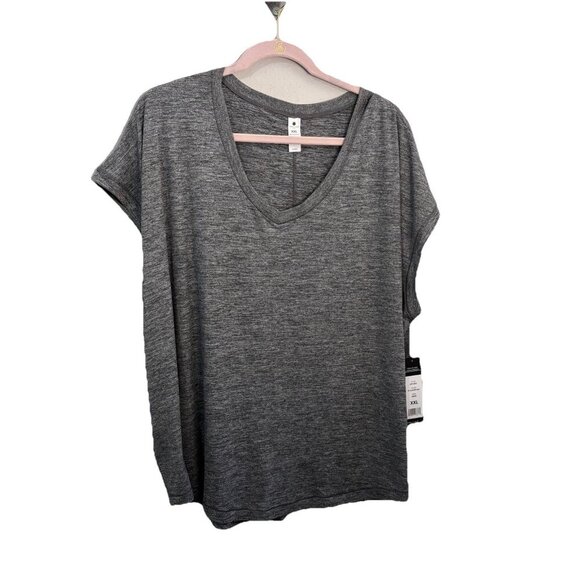 Yogalicious Lux Box Tee Shirt V Neck Gray Women XXL - Picture 1 of 9